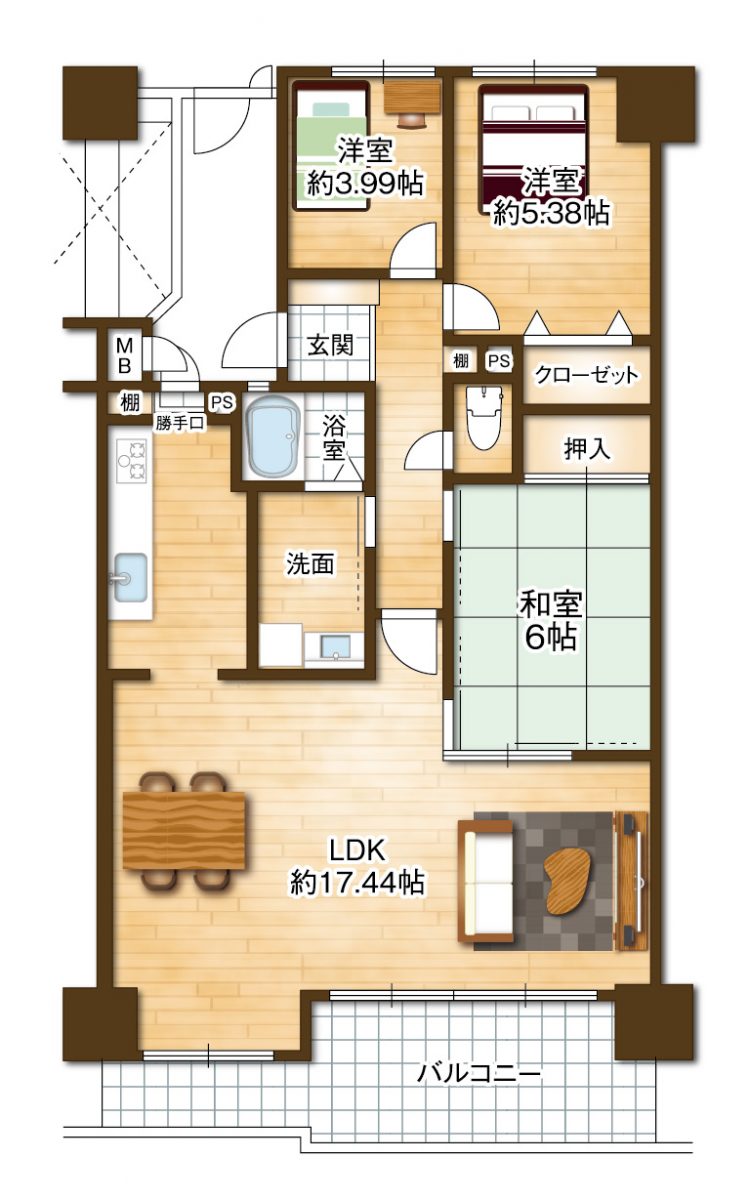 ８９．８７平米の３ＬＤＫ！(間取)