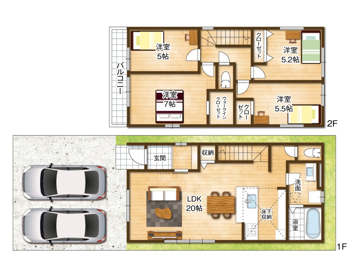 土地面積103.25㎡・建物面積98.95㎡・4LDK(間取) 土地面積103.25㎡・建物面積98.95㎡・4LDK(間取)