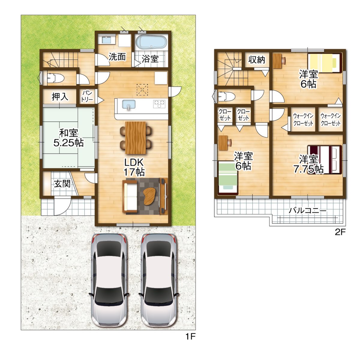 (1号地)価格4280万円・4LDK・土地面積133.68㎡・建物面積98.82㎡ (間取) (1号地)価格4280万円・4LDK・土地面積133.68㎡・建物面積98.82㎡ (間取)