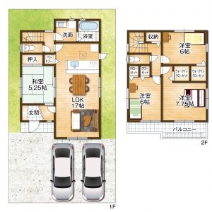 (1号地)価格4280万円・4LDK・土地面積133.68㎡・建物面積98.82㎡ (間取)