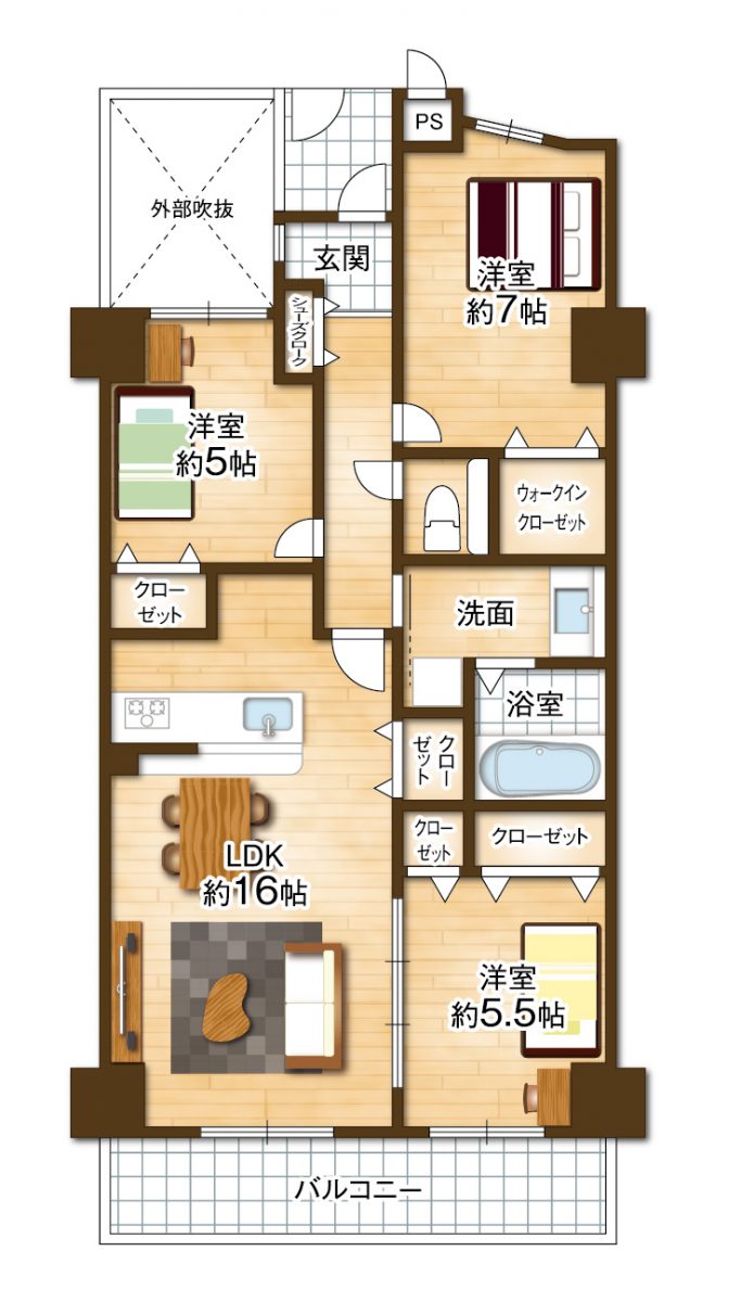 全面フルリノベーション済み3LDK。食洗機や浴室暖房乾燥機、全自動トイレ等、設備の充実した住戸です♪(間取) 全面フルリノベーション済み3LDK。食洗機や浴室暖房乾燥機、全自動トイレ等、設備の充実した住戸です♪(間取)