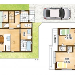 ２号地◆土地面積１３０．６１㎡、建物面積９６．３８㎡、４ＬＤＫ(間取)