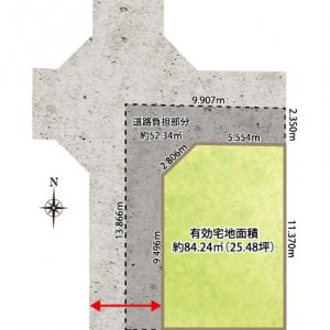 北西角地 土地面積137.40㎡（41.56坪） 有効宅地面積91.01㎡（27.53坪）(間取)