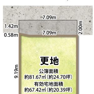敷地面積81.67㎡、有効宅地面積67.42㎡　(間取)