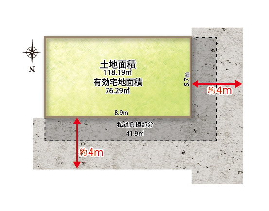 土地価格1498万円、土地面積118.19㎡ (間取)