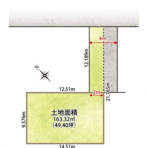 土地面積49.40坪のゆとりのある敷地