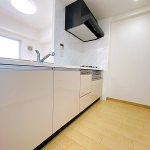 収納量もたっぷりなシステムキッチン♪引き出しタイプなので奥に収納した物も取り出し楽々♪(キッチン)