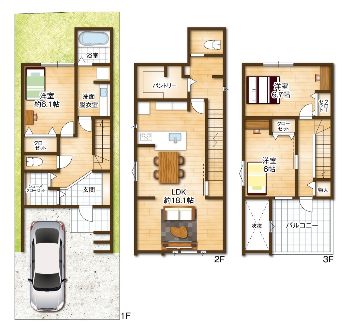 建築条件付き　間取りプラン例です♪モデルハウスで建築予定の間取りです(間取)