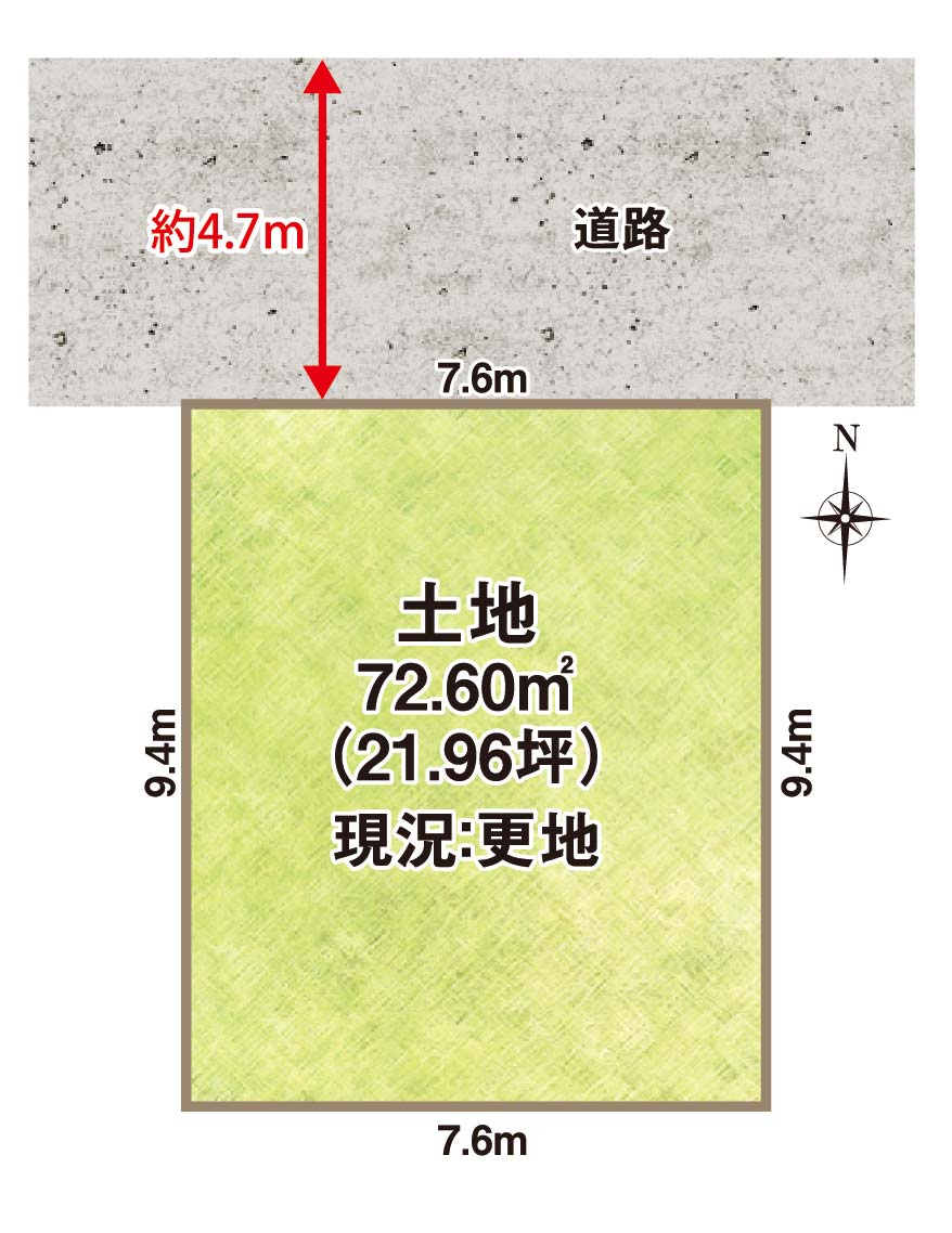 土地面積72.60㎡(21.96坪)(間取) 土地面積72.60㎡(21.96坪)(間取)