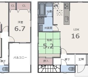 2号棟　延床面積：１０６．１０㎡（１Ｆ：５２．２４㎡・２Ｆ：５３．８６㎡）(間取)